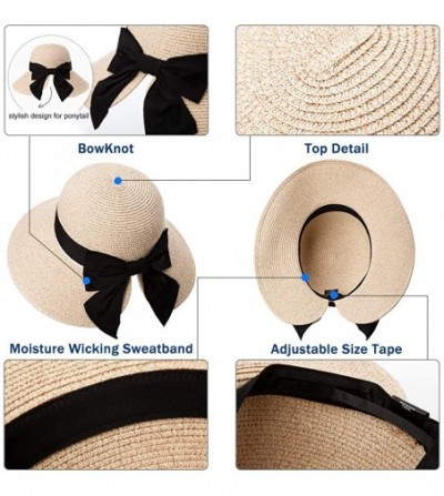 Fedoras Packable Womens Straw Cloche Derby Fedora Summer Wide Brim Sun Hat Floppy Beach 55-60cm - Coffee_89015 - C018D2O6DXQ