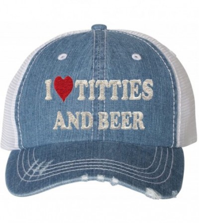 Adult Titties Embroidered Distressed Trucker