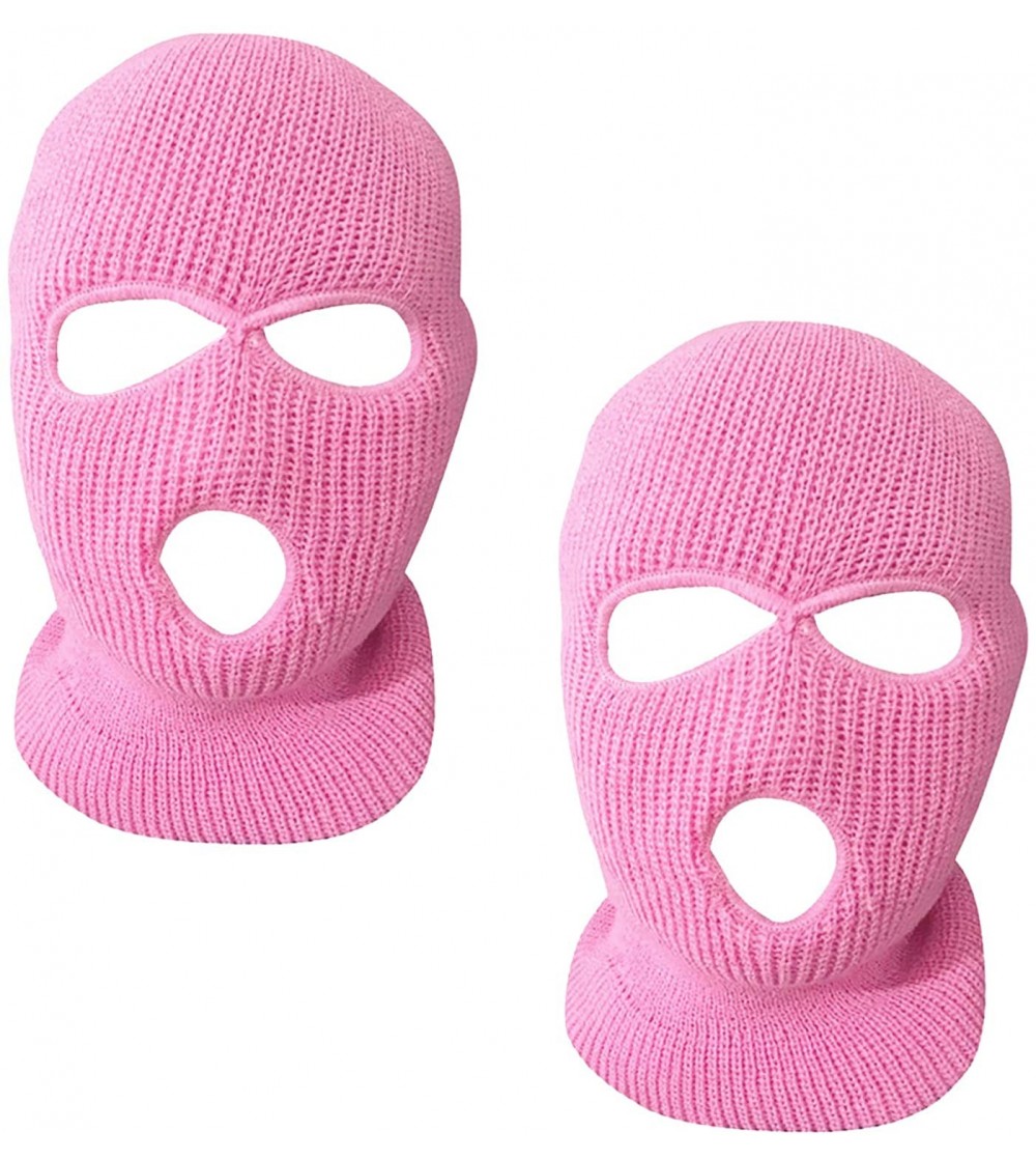 Balaclavas 3-Hole Ski Face Mask Balaclava for Men and Women-Set of 2 - Pink - C3193ALK7H6