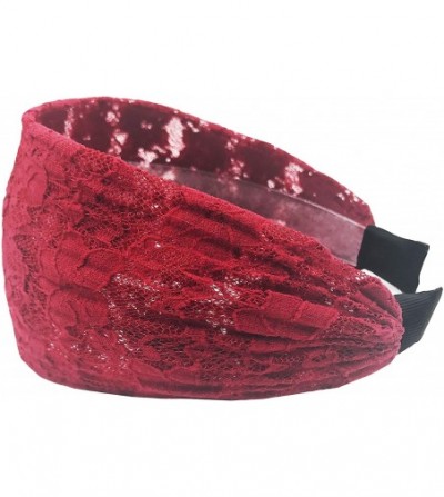 Headbands Gorgeous Wide Floral Lace Gathered Hard Headband - 2 Pack-b - C718WW2K5LL
