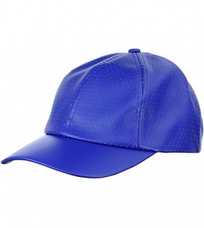 Baseball Caps Soft PU Leather Perforated Precurved Baseball Cap - Cobalt - C612FJIXTFR