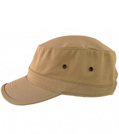 Baseball Caps Military Style Solid Blank GI Flat Top Cadet Cotton Castro Patrol Fitted Cap Hat - Khaki - CJ185XLNLUU