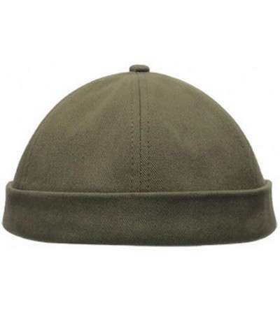 Skullies & Beanies Unisex Beanie Cotton Docker Brimless Hat Rolled Cuff Harbour Hat with Drawstring - Green - CC193W209SC