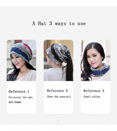 Skullies & Beanies Cotton Fashion Beanies Chemo Caps Cancer Headwear Skull Cap Knitted hat Scarf for Women - D-black - CH18S6...