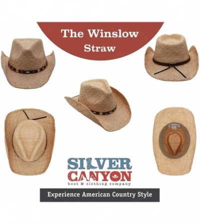 Cowboy Hats Raffia Straw Western Cowboy Summer Sun Hat- Silver Canyon- Natural - Natural - CM18U8MEK9C