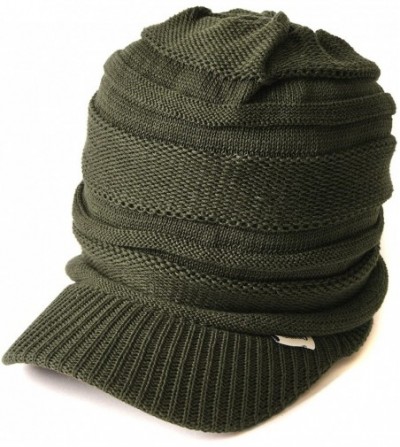 Skullies & Beanies Mens Summer Knit Beanie Hat - Womens Slouchy Visor Cap Winter Baggy Slouch Knit - Khaki - CL11P52L7LV