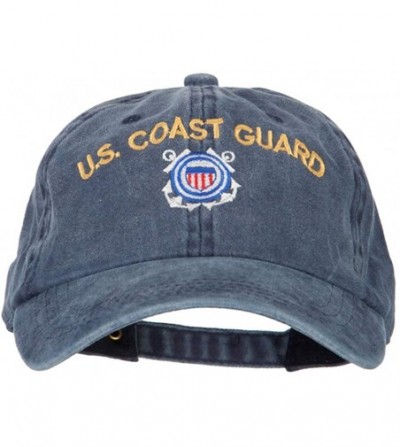Baseball Caps US Coast Guard Logo Embroidered Washed Cotton Twill Cap - Navy - C618QUAS8HM