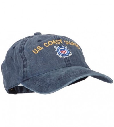 Baseball Caps US Coast Guard Logo Embroidered Washed Cotton Twill Cap - Navy - C618QUAS8HM