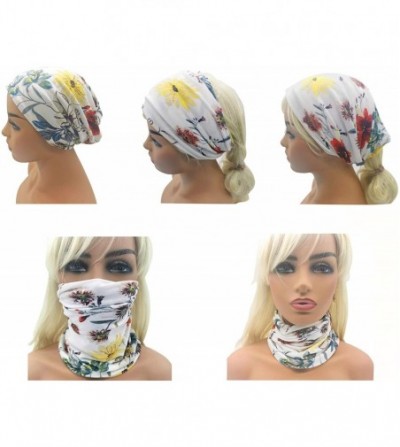 Skullies & Beanies Flower Printed Beanie Women Turban Headband Chemo Cap - 2 Pack Set 12 - CT18WN5N7AT