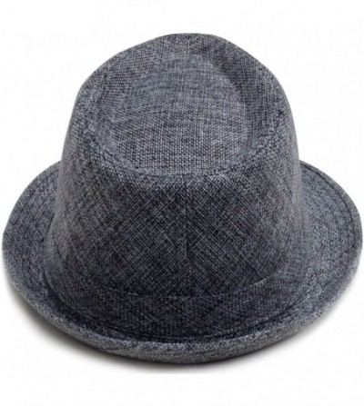 Fedoras Men/Women's Summer Gangster Solid Color Trilby Woven Fedora Hat - Grey - C511EV785SJ