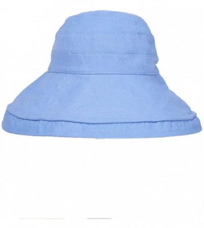 Sun Hats Women Reversible UV Sun Protection Bucket Hat Wide Brim Cap - Blue - CV18XIYQZSI