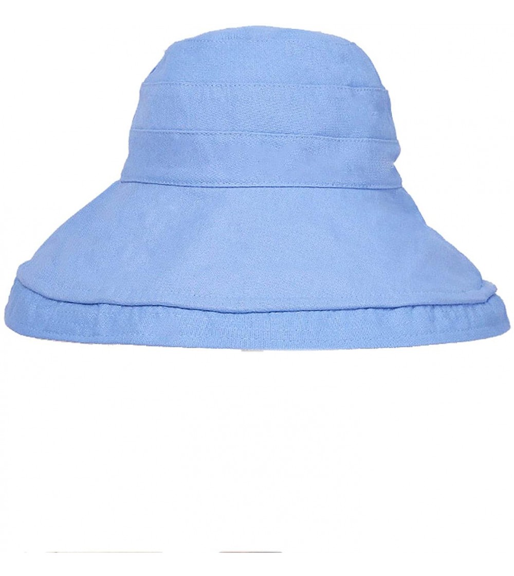 Sun Hats Women Reversible UV Sun Protection Bucket Hat Wide Brim Cap - Blue - CV18XIYQZSI