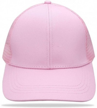 Baseball Caps NeuFashion Ponycap Messy High Bun Ponytail Adjustable Mesh Trucker Baseball Cap Hat for Women - Pink - C918DTSKI5S