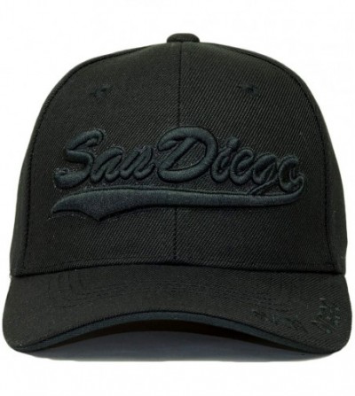 Baseball Caps San Diego Embroidery Hat Adjustable City State 3D Logo Baseball Cap - Black - CE18Q8230C9