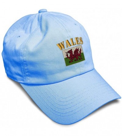 Baseball Caps Soft Baseball Cap Wales Flag Embroidery Dad Hats for Men & Women Buckle Closure - Light Blue - CS18YSXZE99