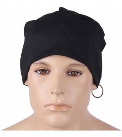 Skullies & Beanies Women's Knitted Baggy Slouchy Lightweight Sleep Beanie Hat - Black 30 - CU18D2LYGWO