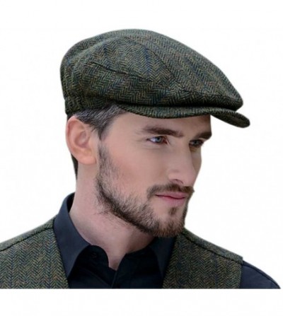 Newsboy Caps Peaky Blinders Cap for Men- Made in Ireland- 100% Irish Tweed- Green - CH187ZH8Y7Y
