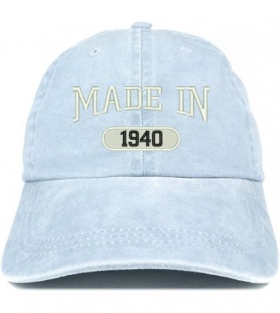 Baseball Caps Made in 1940 Embroidered 80th Birthday Washed Baseball Cap - Light Blue - CA18C7HSWY5