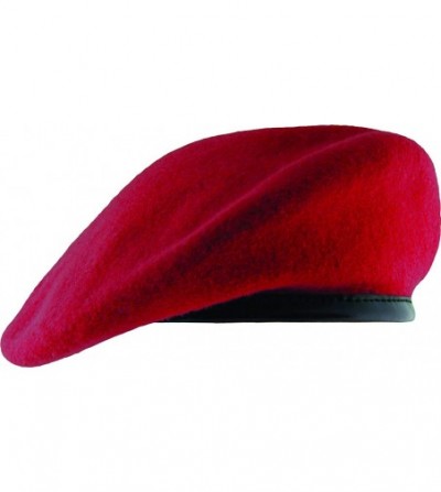 Berets Unlined Beret with Leather Sweatband (7 3/8- Scarlet) - CO11WV00QTJ