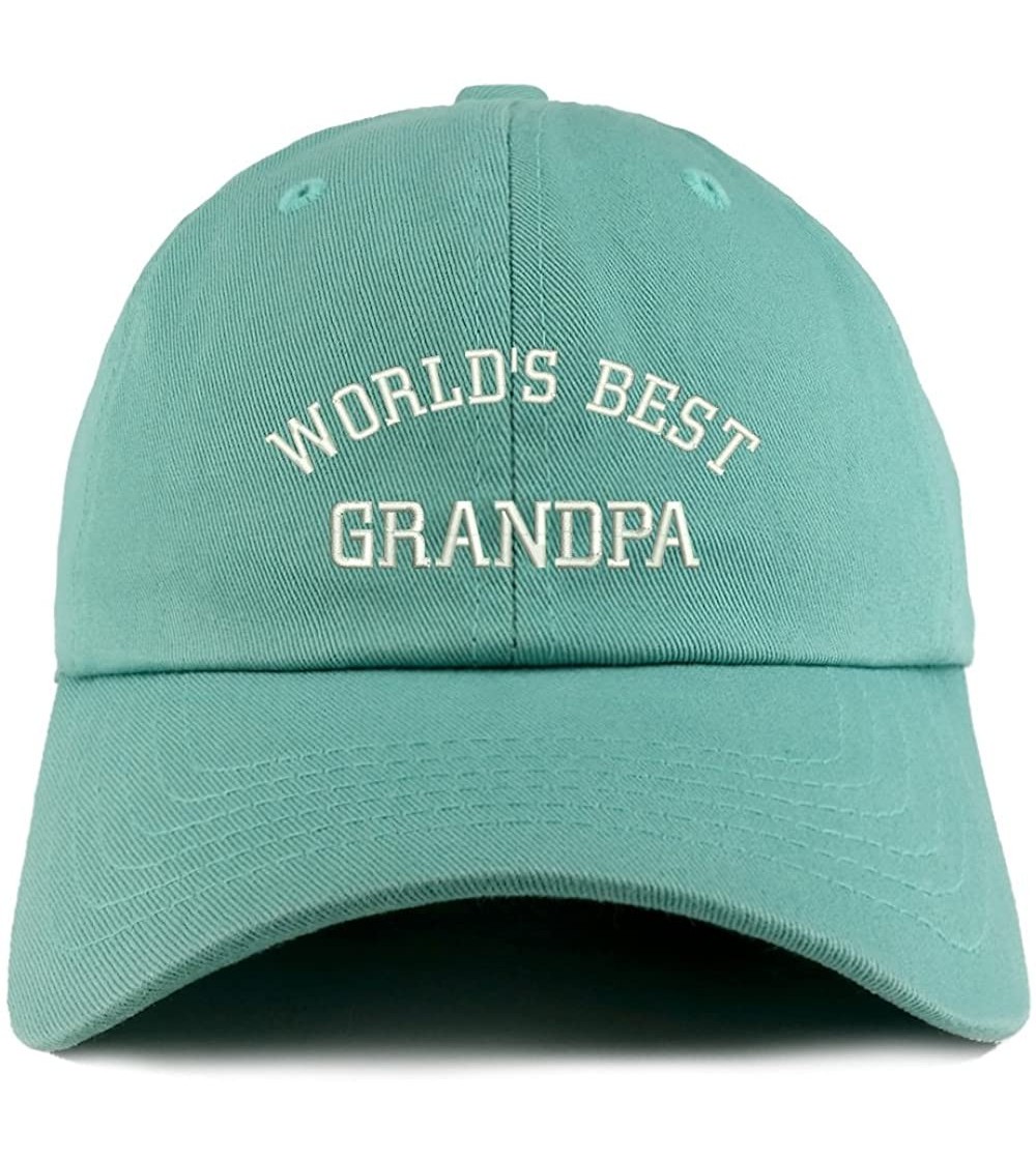 Baseball Caps World's Best Grandpa Embroidered Low Profile Soft Cotton Dad Hat Cap - Mint - C218D58HDYS