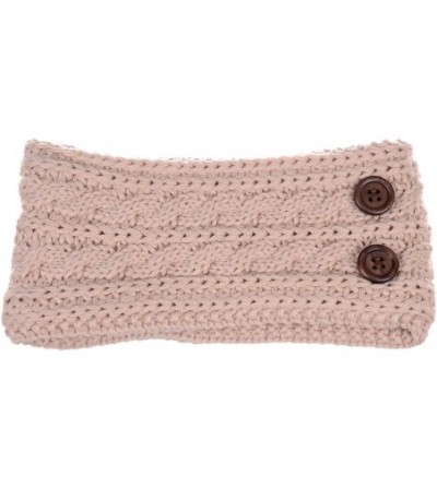 Headbands Women's Winter Chic Cable Warm Fleece Lined Crochet Knit Headband Turban - Cream - CT18ILLUUIZ