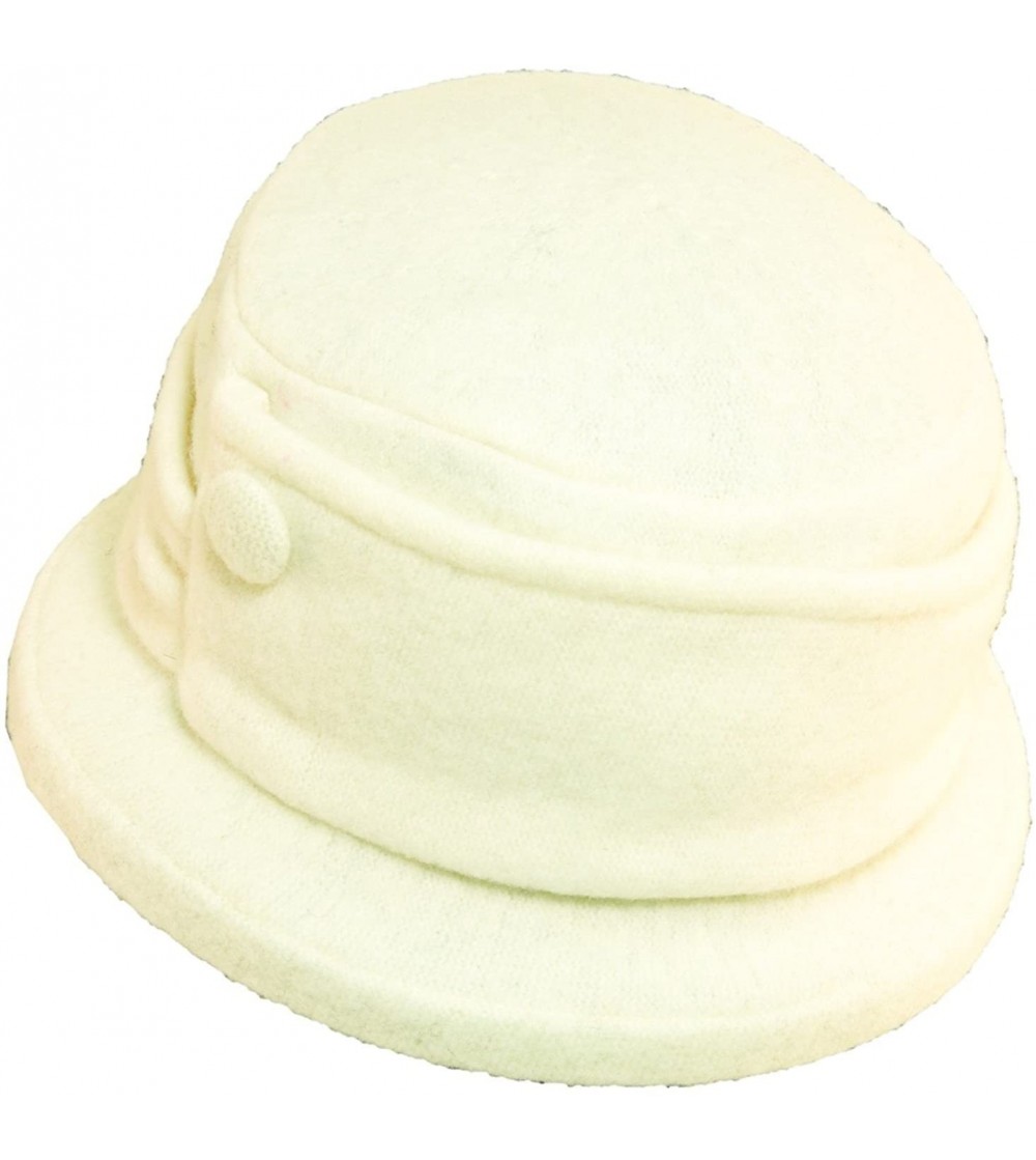 Bucket Hats Wool Cloche with Button One Size - Ivory - CB1106MNDU3