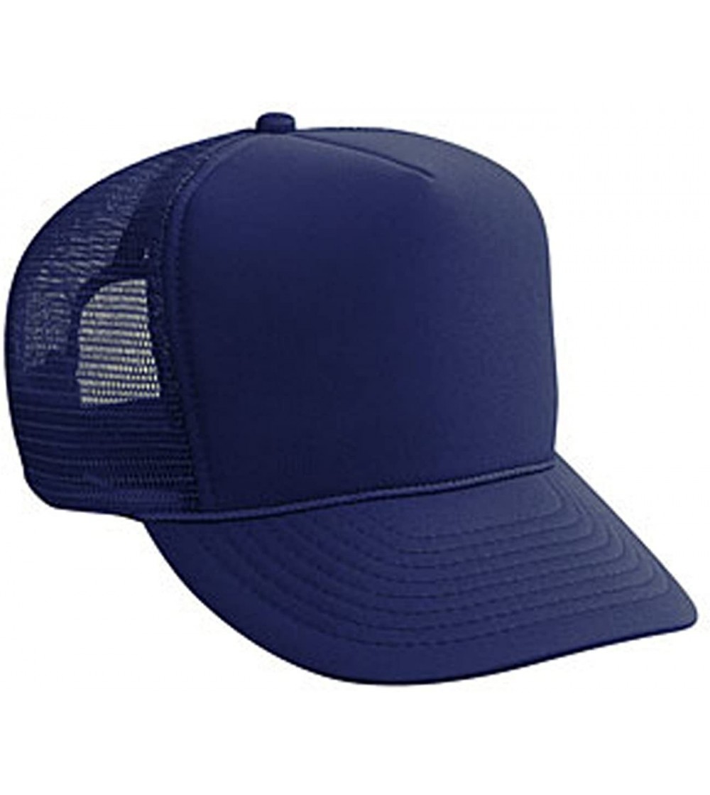 Baseball Caps Youth Polyester Foam Front Solid Color Five Panel High Crown Golf Style Mesh Back Cap - Navy - C611U5K6NDP
