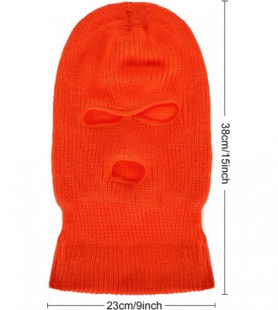 Balaclavas 2 Pieces 3-Hole Ski Mask Knitted Face Cover Winter Balaclava Full Face Mask for Winter Outdoor Sports - Orange - C...
