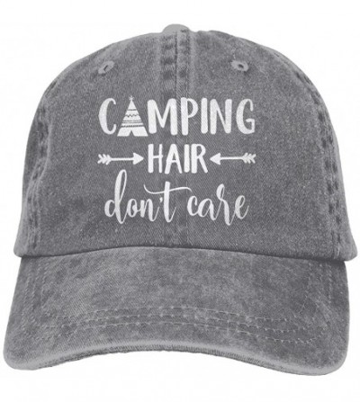 Baseball Caps Unisex Camping Hair Don't Care Vintage Adjustable Baseball Cap Denim Dad Hat - Ash - CY18GE07YL9