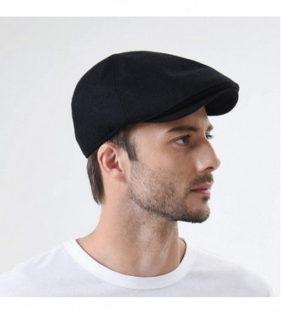 Newsboy Caps Wool Newsboy Hat Flat Cap SL3021 - Black - CH11QE8STST