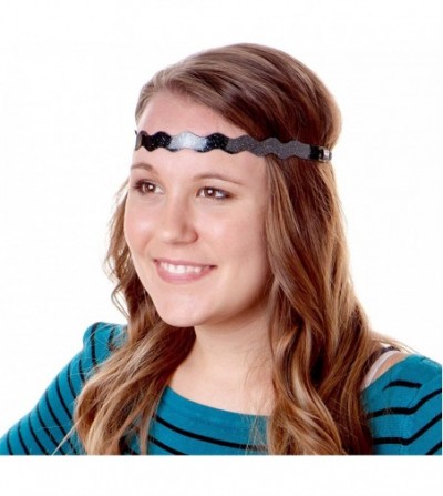 Headbands Adjustable NO SLIP Smooth Glitter Hairband Headbands for Women & Girls Multi Packs - Wave Gold/Black/Silver 3pk - C...