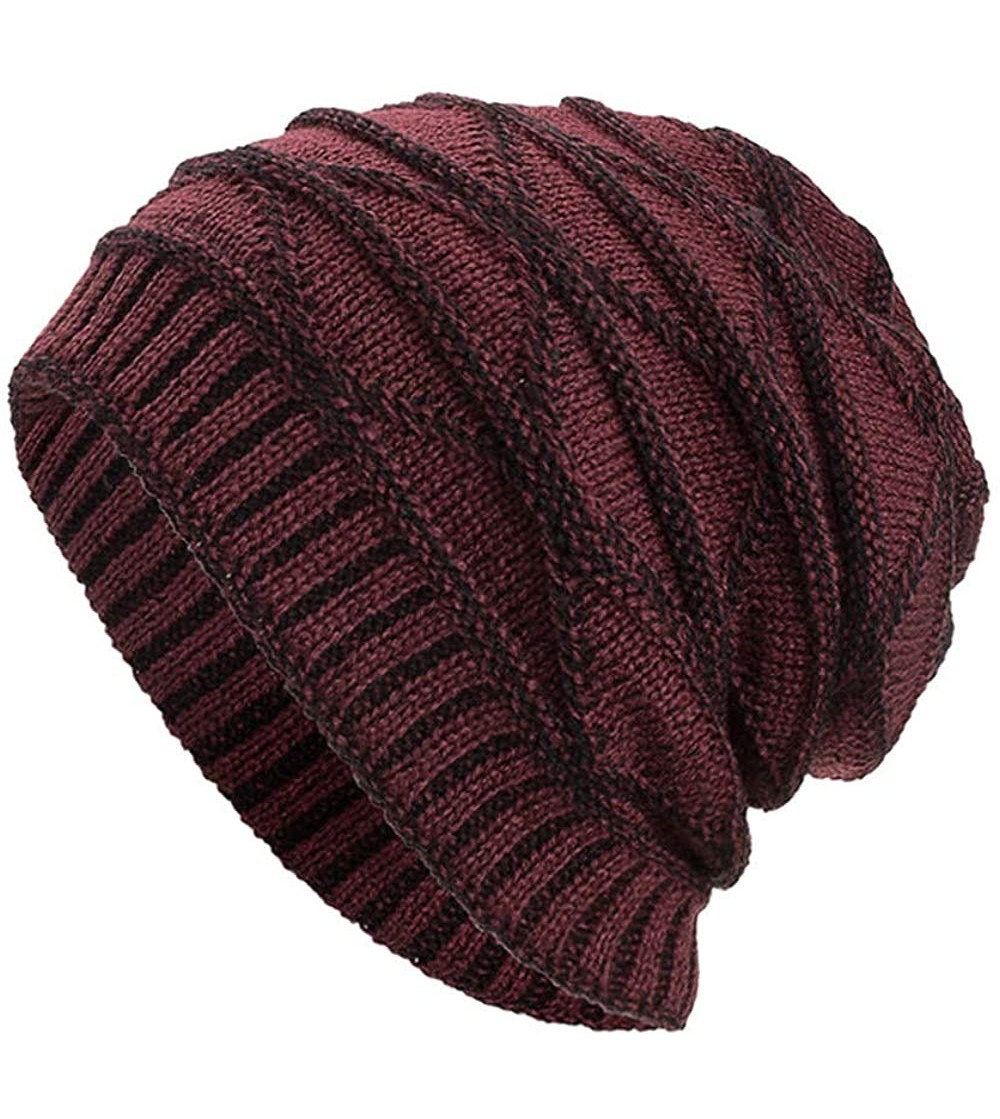 Skullies & Beanies Fashion Unisex Knit Cap Hedging Head Hat Beanie Cap Warm Outdoor Hat - Yb-wine - CJ194T6T0QC