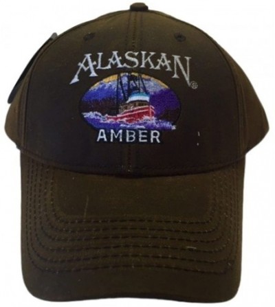 Baseball Caps New Alaska Brewing Company Oil Skin Detailed Fishing Trawler Ball Cap Hat Brown - CN11F9E0KDB