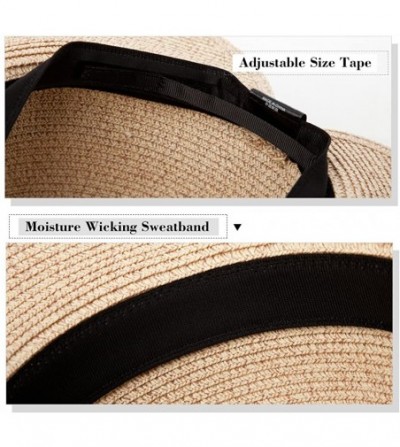 Sun Hats Packable UPF Straw Sunhat Women Summer Beach Wide Brim Fedora Travel Hat 54-59CM - 89015_coffee - CK17XWL5WUS