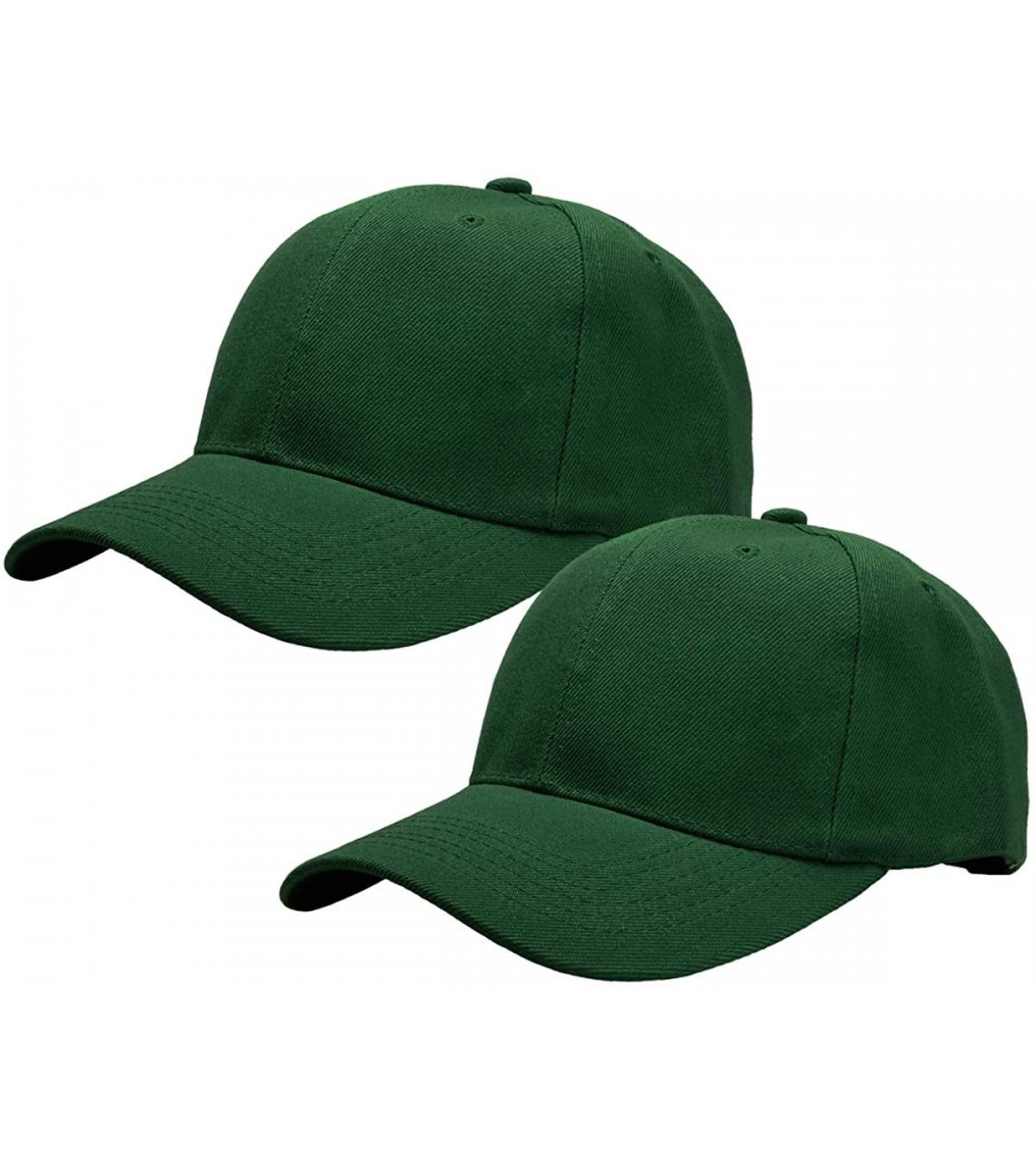 Baseball Caps 2pcs Baseball Cap for Men Women Adjustable Size Perfect for Outdoor Activities - Hunter Green/Hunter Green - CA...