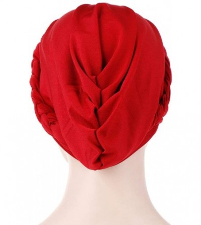 Skullies & Beanies Womens Braided Head Wraps Muslim Hair Scarves Turban Headwear Chemo Hats - Royal - CB18WGG27X6