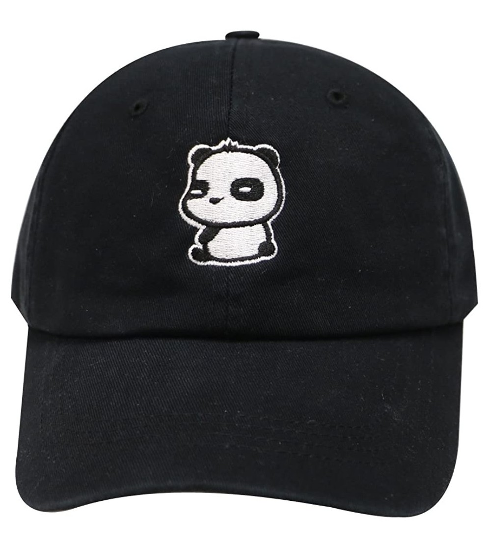 Baseball Caps Cute Panda Cotton Baseball Cap - Black - CX12I8W5CSX