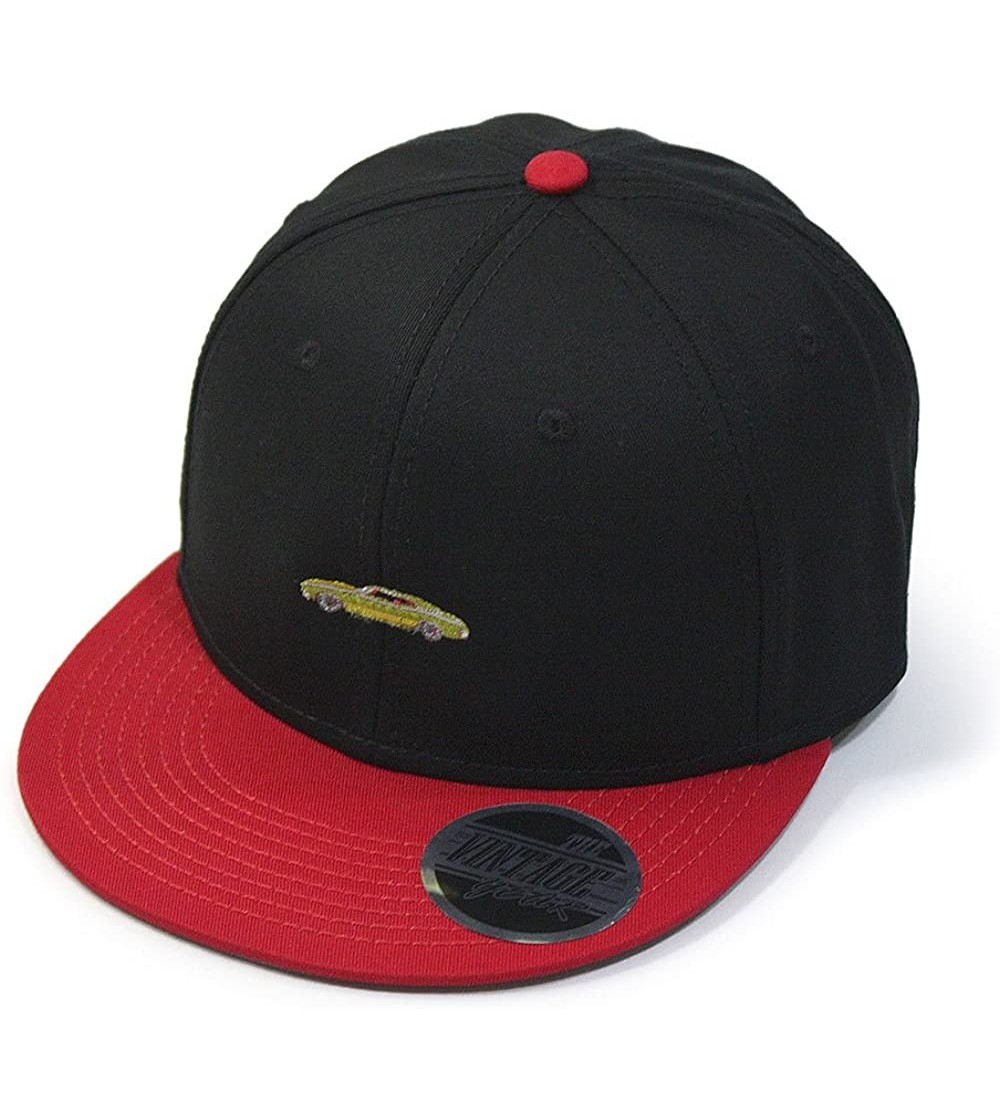 Baseball Caps Premium Plain Cotton Twill Adjustable Flat Bill Snapback Hats Baseball Caps - 70 Red/Black - CQ12MSJ2IWP