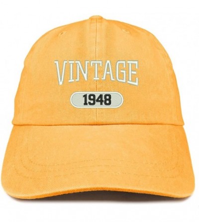 Baseball Caps Vintage 1948 Embroidered 72nd Birthday Soft Crown Washed Cotton Cap - Mango - CY180WZWO7I