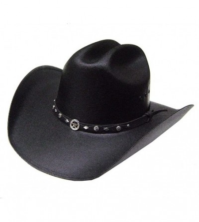 Cowboy Hats Unisex Traditional Straw Cowboy Hat Sheriff Star Hatband Black - CY12HVEMEV7