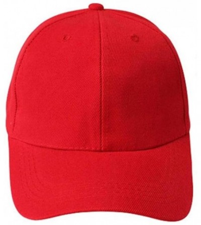Baseball Caps Blank Hat Solid Color Adjustable Baseball Hat - Red - C012F67GFTX