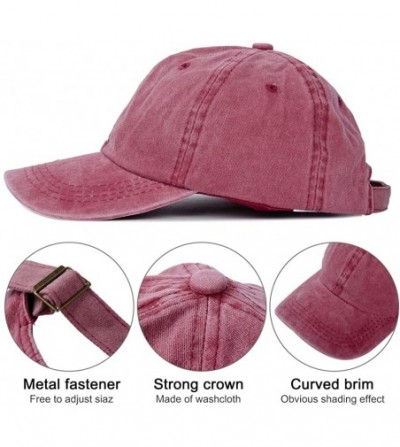 Baseball Caps Vintage Baseball Cap 100% Washed Twill Soft Cotton Adjustable Unisex Dad-Hat - Burgundy - C018SMTUKTW