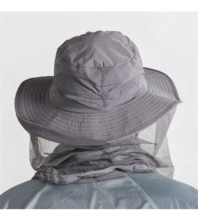 Sun Hats Outdoor Mosquito Net Hat- Safari Sun Bucket Hat with Hidden Net Mesh - Hot Pink - CG18QELUYCX