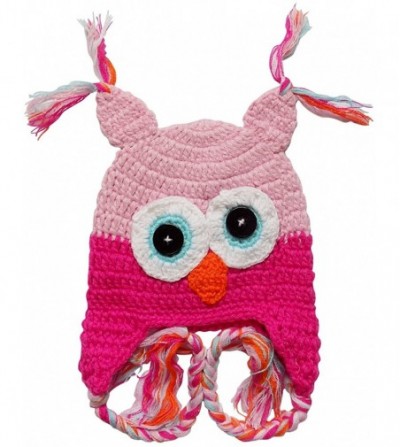 Skullies & Beanies Stretchy Crochet Animal- Bug- Football- Cupcake Hat for Baby/Toddler - One Size - Owl - Pink & Hot Pink - ...