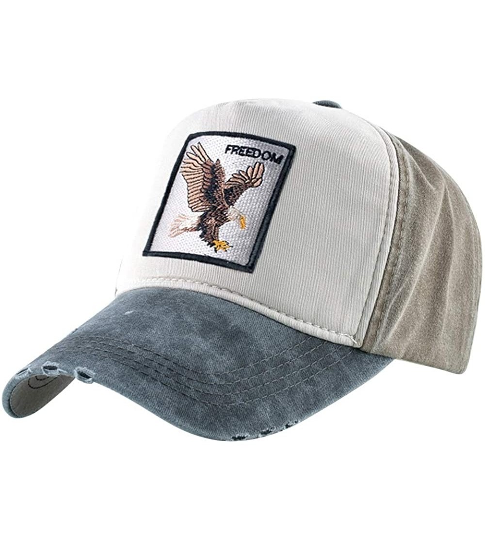 Baseball Caps Unisex Animal Embroidered Baseball Caps Strapback Square Patch Dad Hat - Grey Brown Eagle - CQ18STXRACE