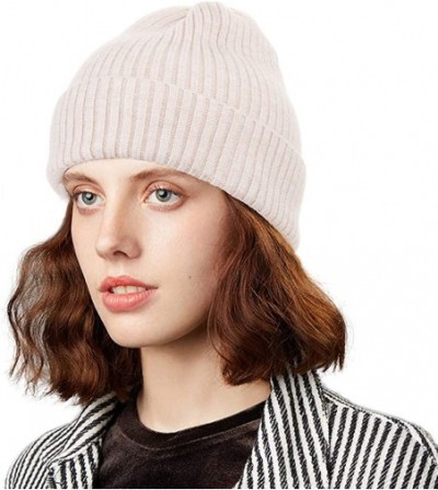 Skullies & Beanies Heather Knit Beanie for Women & Men - Thick Soft Warm Winter Hat - Slouchy Wool Beanie - Mix Beige - CW18Y...