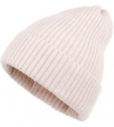 Skullies & Beanies Heather Knit Beanie for Women & Men - Thick Soft Warm Winter Hat - Slouchy Wool Beanie - Mix Beige - CW18Y...