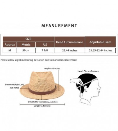 Sun Hats Unisex Summer Panama Raffia Straw Fedora Men's Women Adjustable Beach Sun Hats UPF50+ - CZ18OMZ2OYN
