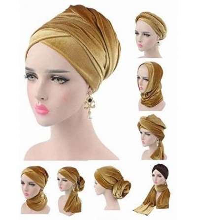 Skullies & Beanies Womens Hat BeanieTurban Velvet Wrapped Scarves Shawl Muslim Hijab Headwear - Red - C6188HT340L