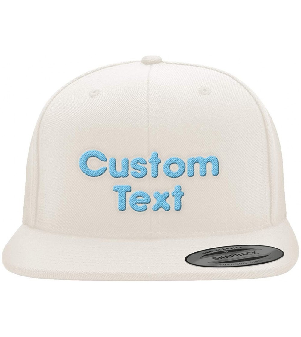 Baseball Caps Custom Embroidered 6089 Structured Flat Bill Snapback - Personalized Text - Your Design Here - Natural - C618T4...